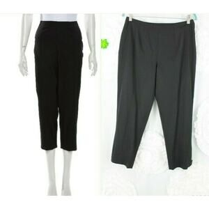 eskandar Wool Blend Black Cropped Pants Side Zip Button Tab Hem Detail Size 2